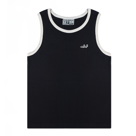 WAFFLE TANK TOP (BLACK)