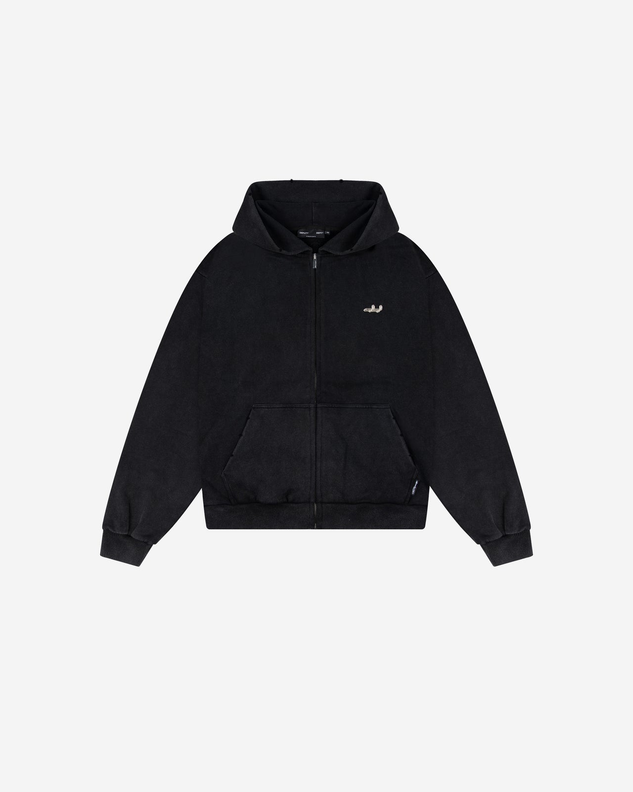 WASHED ZIP (BLACK)