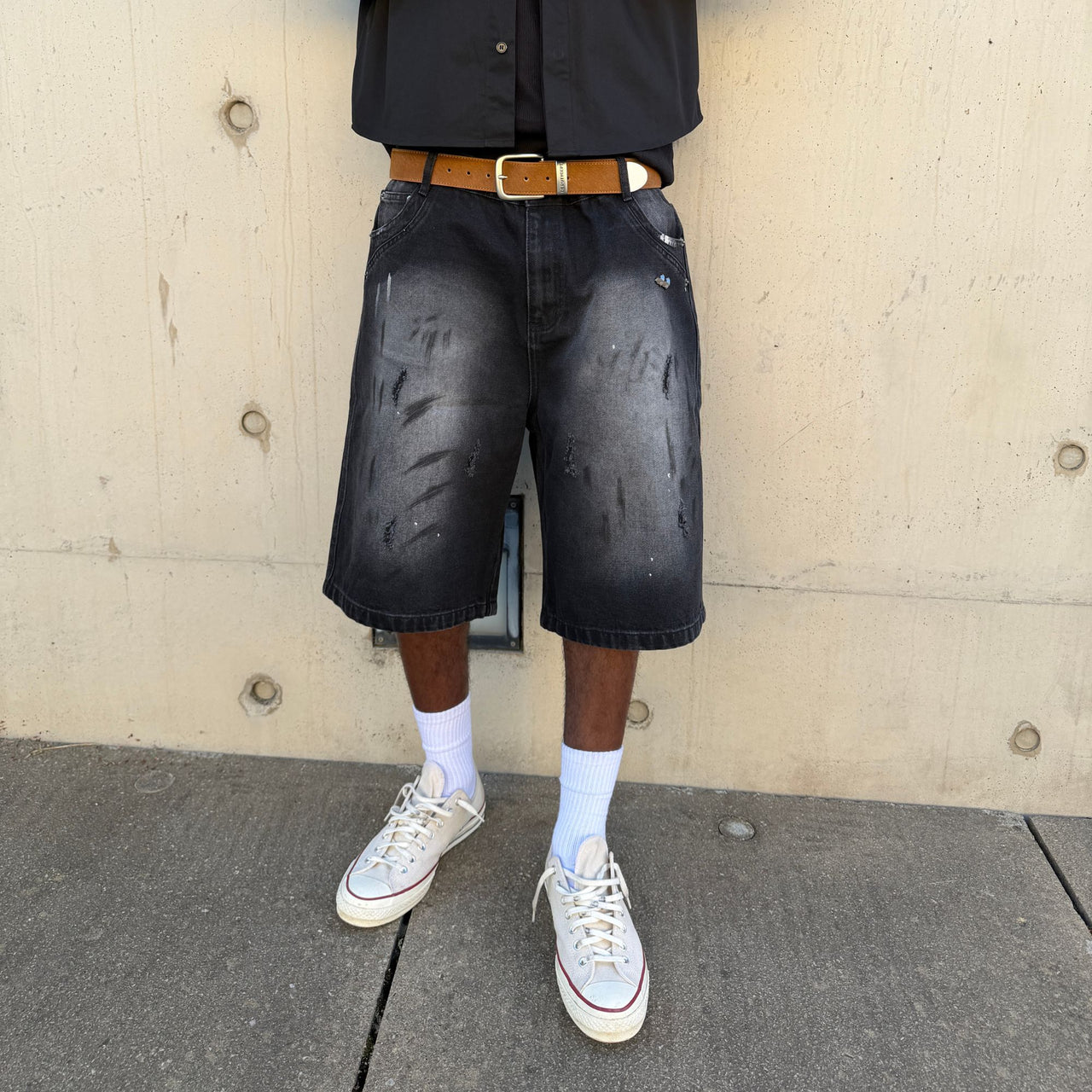 DIRT WASHED JORTS (BLACK)